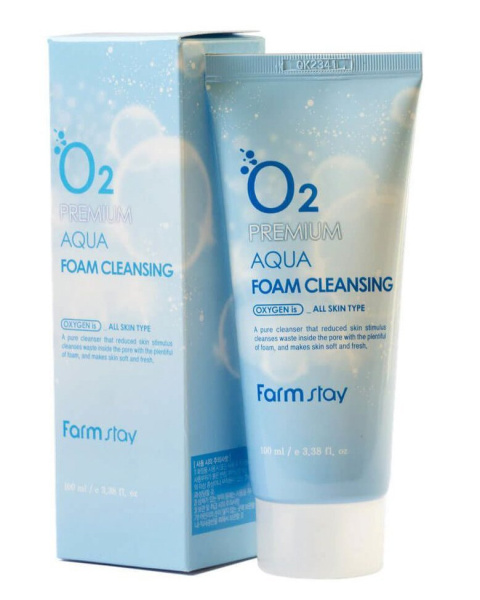 Очищающая пенка O2 Premium Aqua Foam Cleansing 100 мл Farmstay