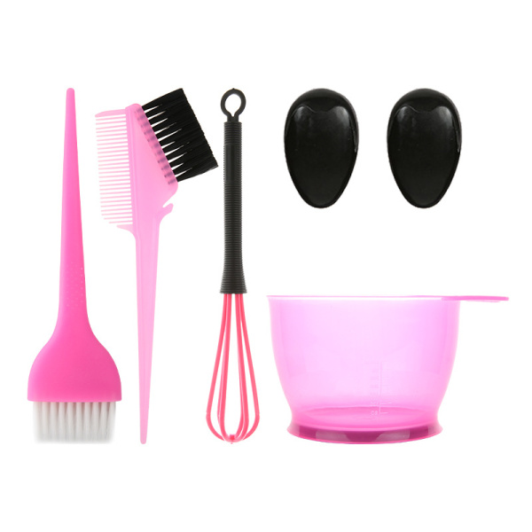 Набор для окрашивания волос 5 предметов миска, две кисточки, наушники,венчик розовый