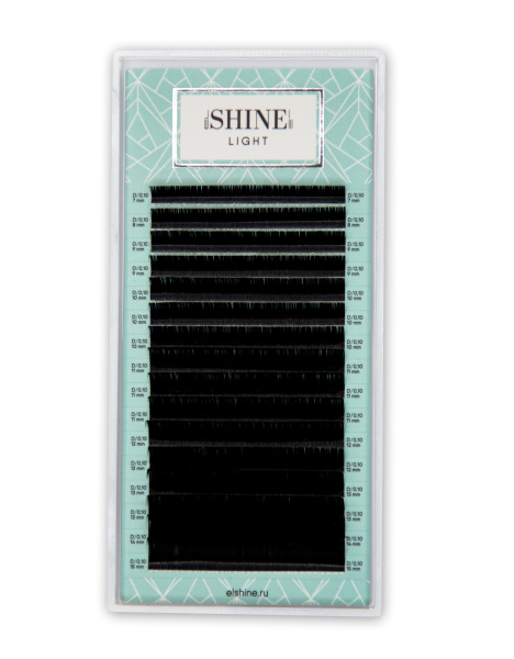 Ресницы чёрные elSHINE Light, микс, 16 лент (M 0,10 8-12mm)