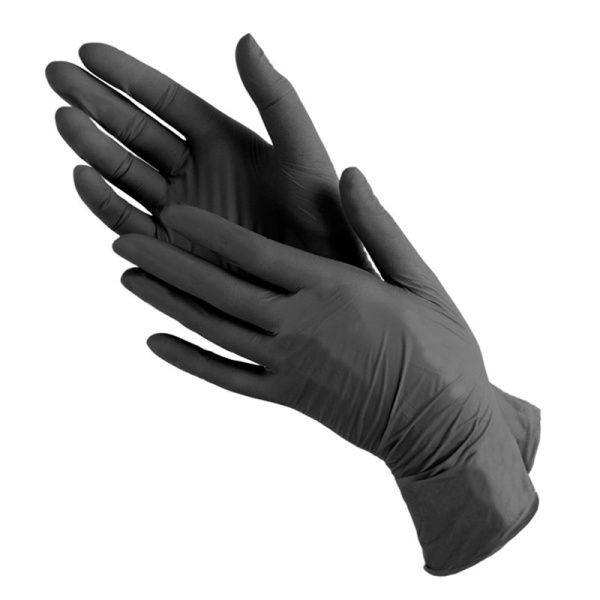 Перчатки нитриловые M черные 100 штук